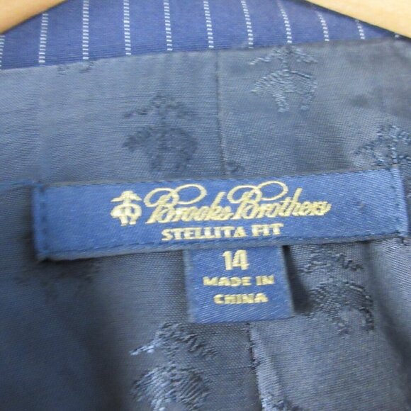 Brooks Brothers Stellita Fit Blazer Women 14 Blue Striped Wool Career Office 578 - Picture 3 of 11